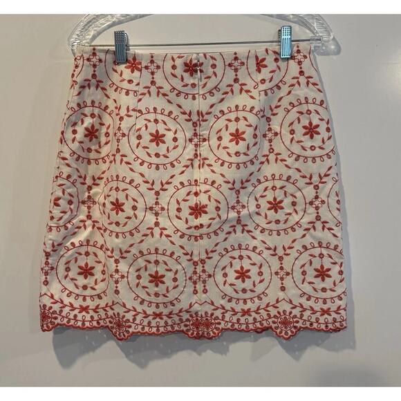 NWT Ann Taylor Loft Orange White Eyelet Lace Skirt‎ Womens Size 4 (601) - Picture 3 of 5